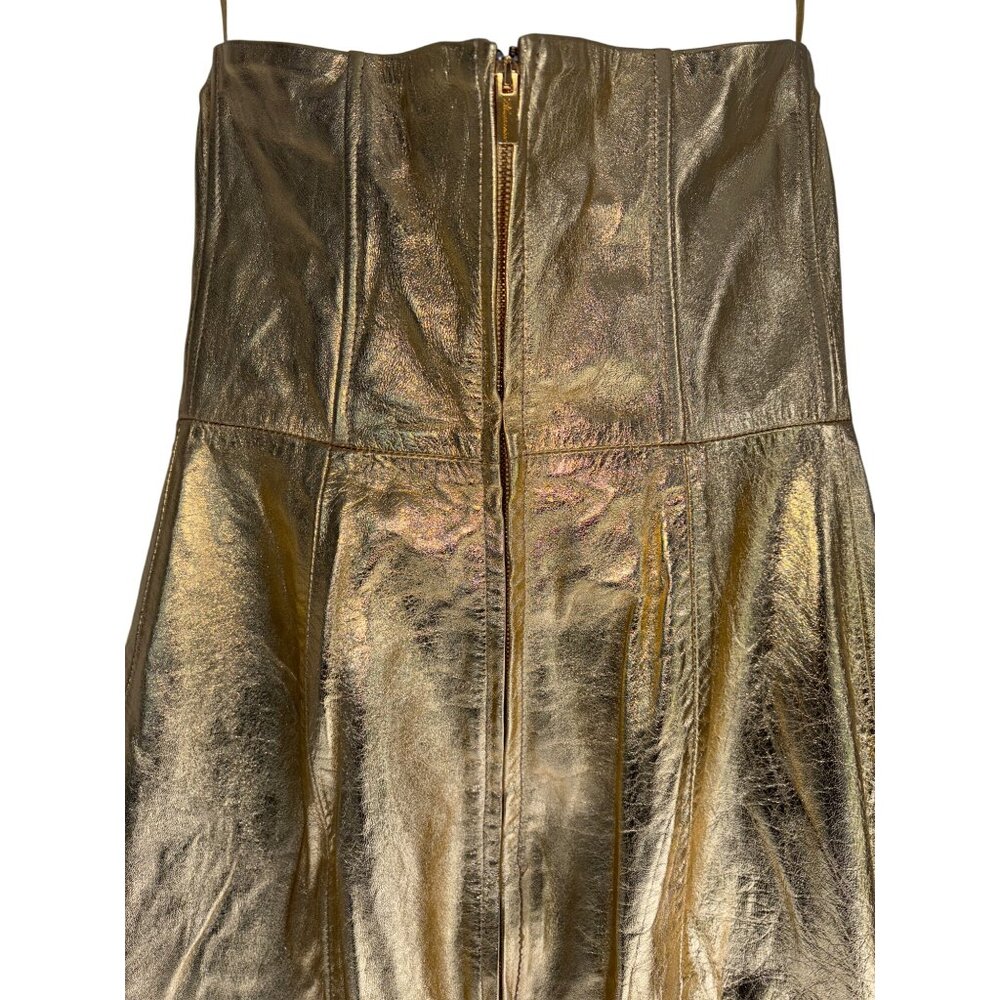 Blumarine Gold Metallic Strapless Midi Dress - Picture 8 of 16